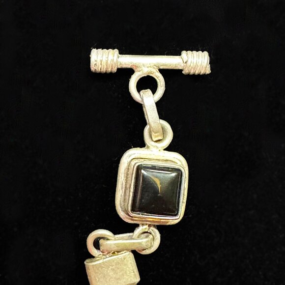 Sterling Silver & Onyx Bracelet + Earrings Set w/ Bonus Ring & Bags - Picture 5 of 15